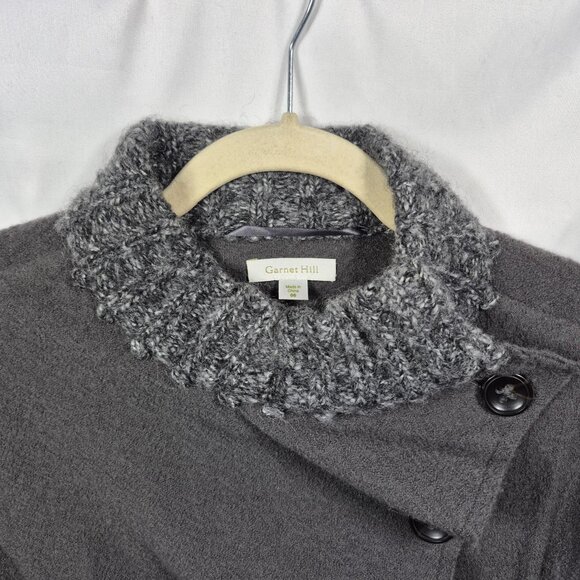 Garnet Hill Jacket Womens 6 Gray Boiled Wool Sweater Long Sleeve Ruffled Pockets - Picture 4 of 8